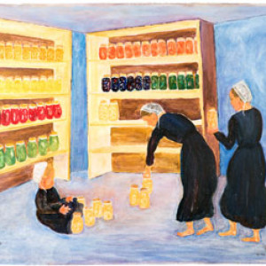 Amish Ladies Storing Canned Goods